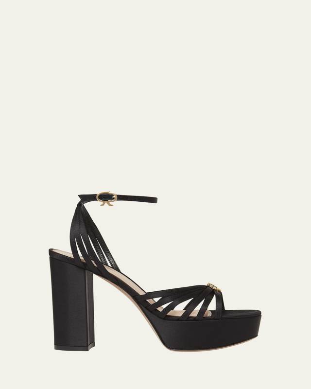 Crepe Ankle-Strap Platform Sandals